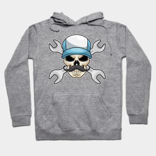 Skull with Mustache & Wrench Hoodie